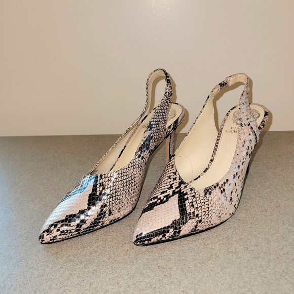 Vince Camuto Faux Beige Snake Skin Pumps Shoes - Picture 4 of 6